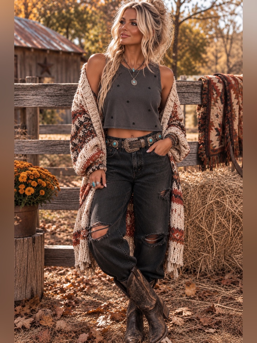 Chrysanthemum Crop Tank Embroidered